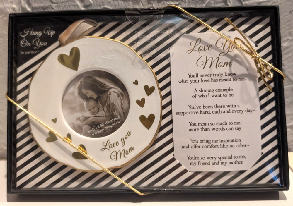 Mom 4 in Photo Frame Ornament Boxed Gift Set Hung Up On You by Pavilion NIB